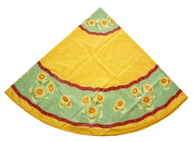French Round Tablecloth Coated (Beausoleil sunflowers. green)